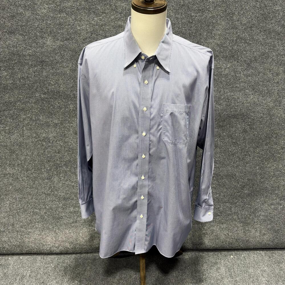 Jos A Bank Shirt Mens 18-35 Blue Check Traveler's Collection Button Down Dress